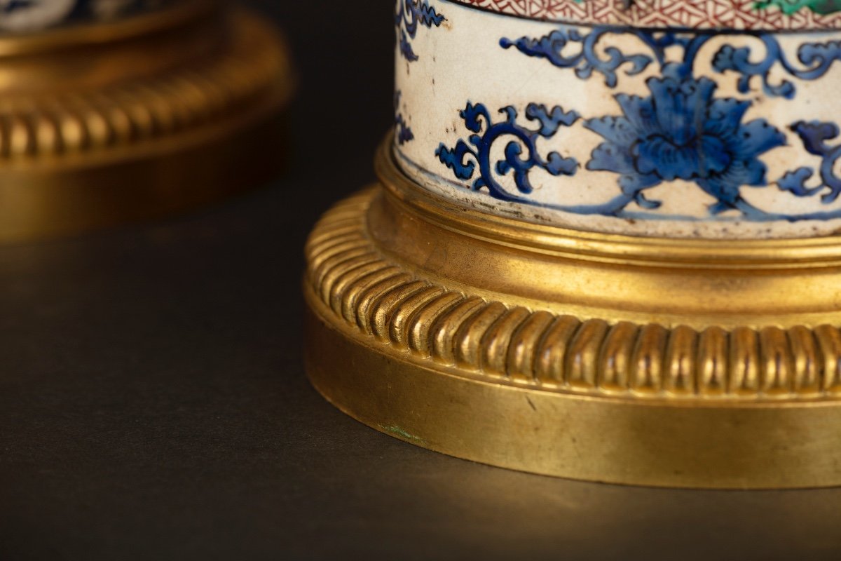 Coppia di vasi cilindrici in porcellana di Cina famiglia Verde-photo-7