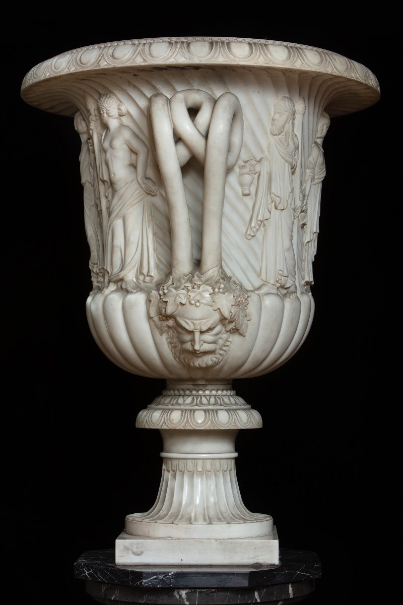 Coppia di grandi vasi in marmo bianco statuario, Roma XIX secolo-photo-3