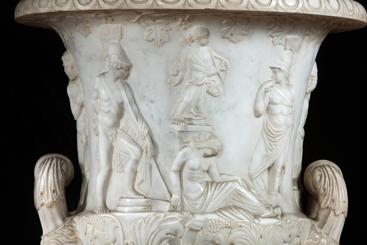 Coppia di grandi vasi in marmo bianco statuario, Roma XIX secolo-photo-4