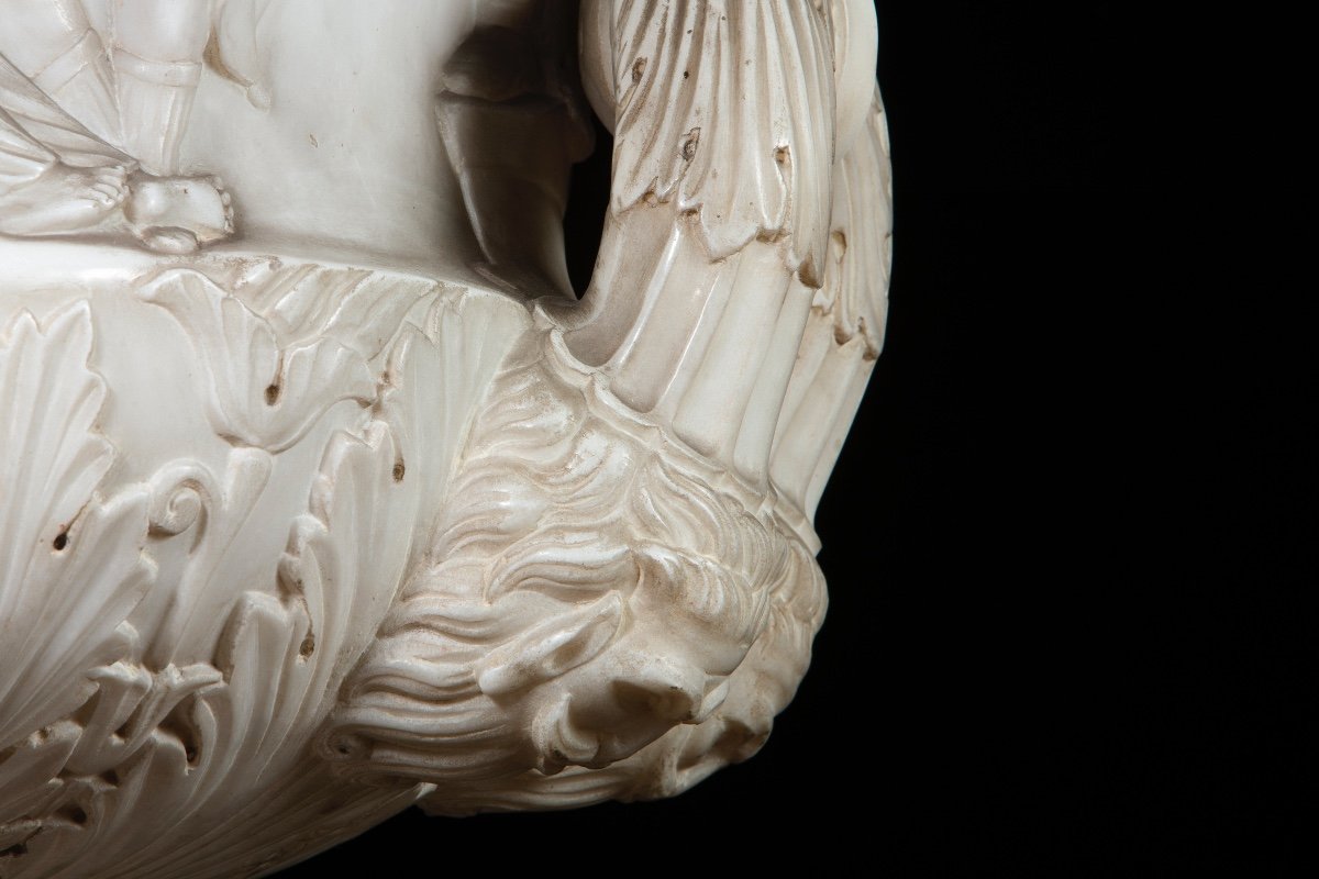 Coppia di grandi vasi in marmo bianco statuario, Roma XIX secolo-photo-5