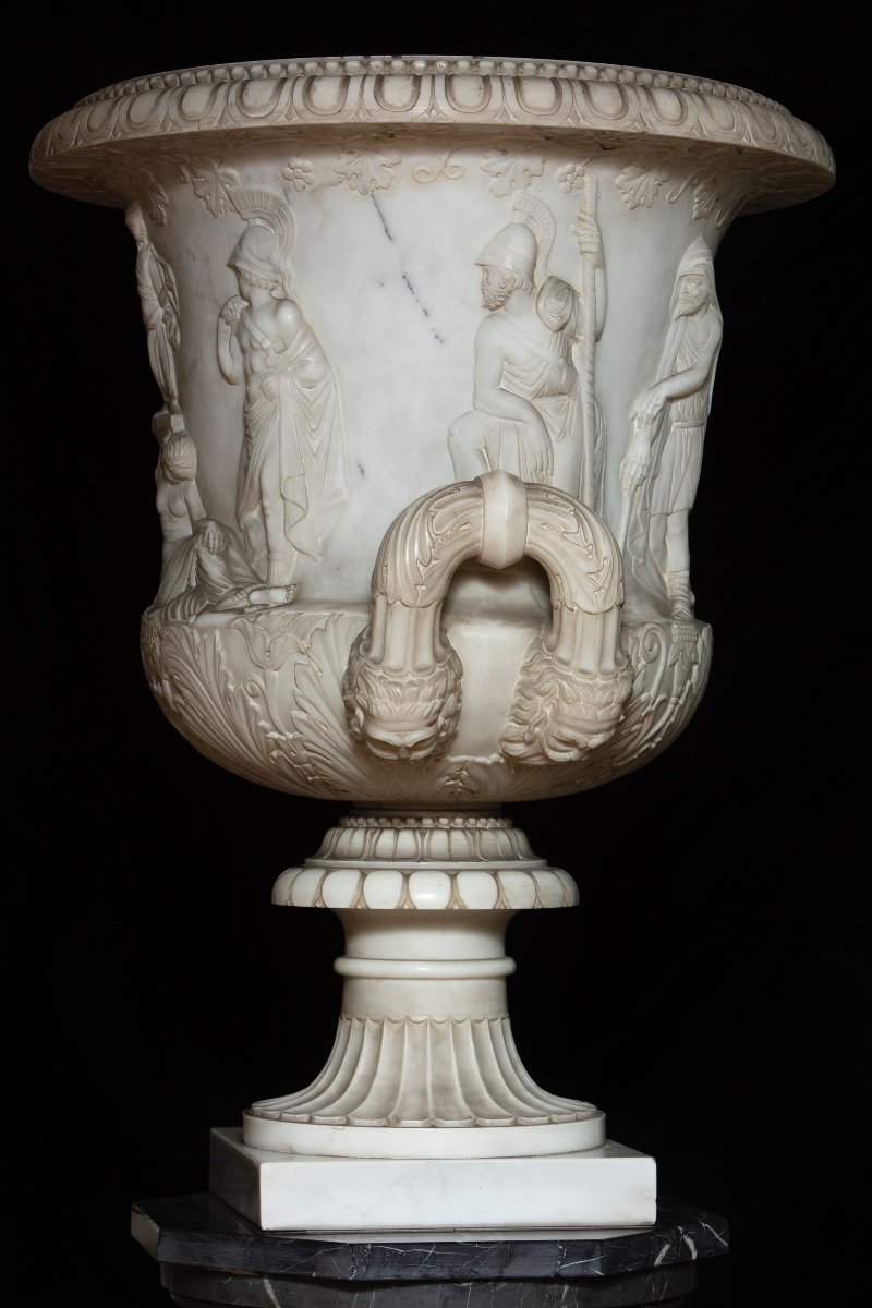 Coppia di grandi vasi in marmo bianco statuario, Roma XIX secolo-photo-6
