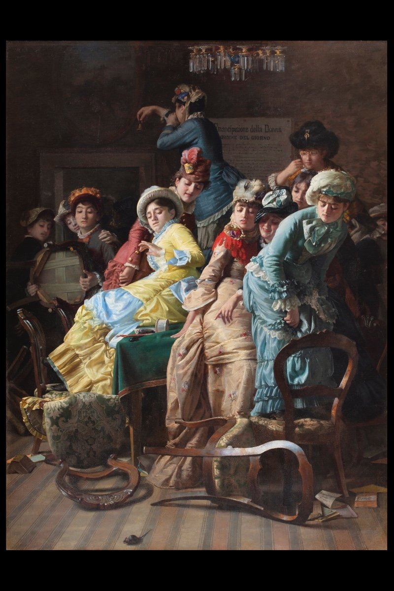 Dipinto di Pietro Saporetti dal titolo "Emancipazione della donna"