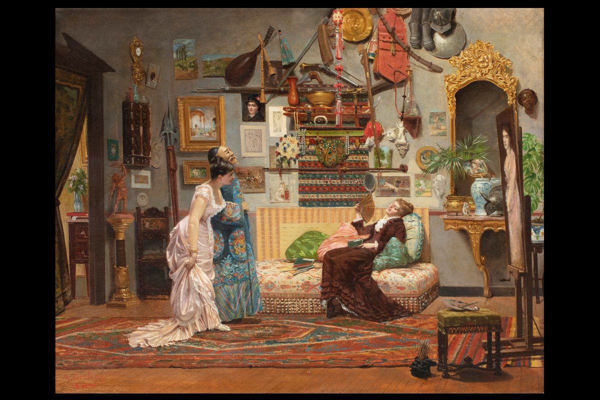 Dipinto olio su tela del pittore Antoine Vierling (1842 - 1917)-photo-2