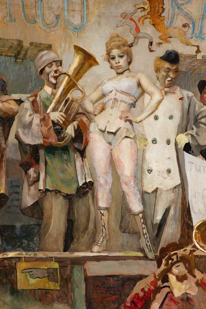 Grande dipinto ad olio su tavola di Giuseppe Amisani (Mede 1881 - Portofino 1941)-photo-2