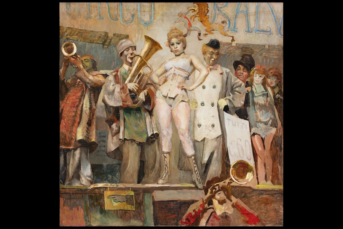 Grande dipinto ad olio su tavola di Giuseppe Amisani (Mede 1881 - Portofino 1941)