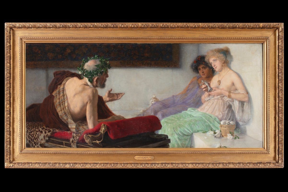 Grande dipinto pompeiano di Julius Kohler (Gablonz 1873- Innsbruck 1929)