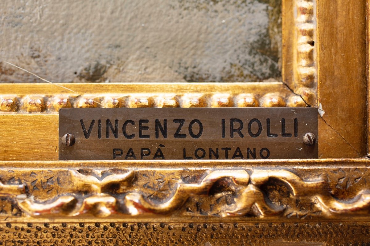 Grande dipinto di Vincenzo Irolli intitolato "Papà lontano"-photo-3