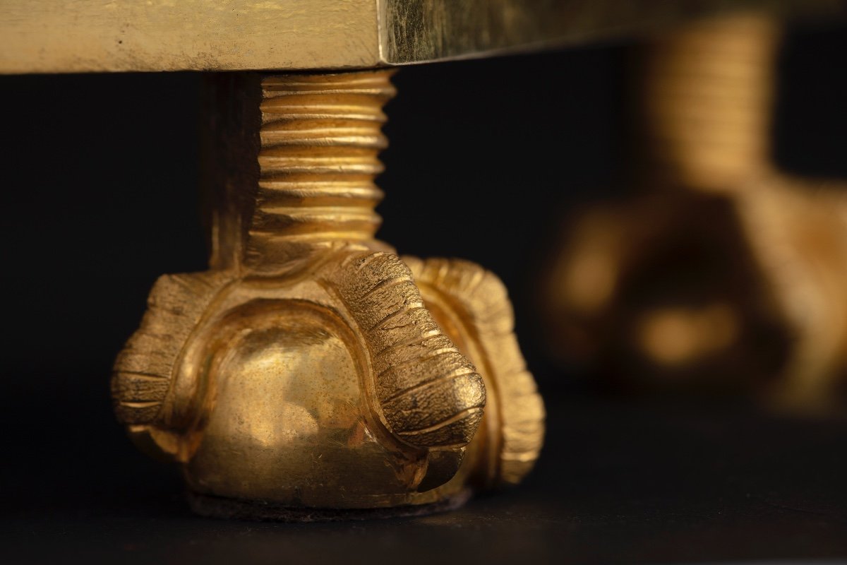 Importante pendola in bronzo dorato e finemente cesellato rappresentante Ganimede su un carro-photo-4