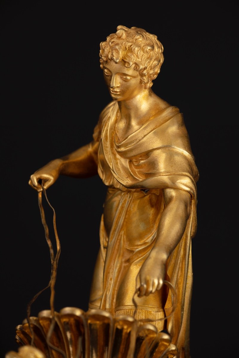Importante pendola in bronzo dorato e finemente cesellato rappresentante Ganimede su un carro-photo-8