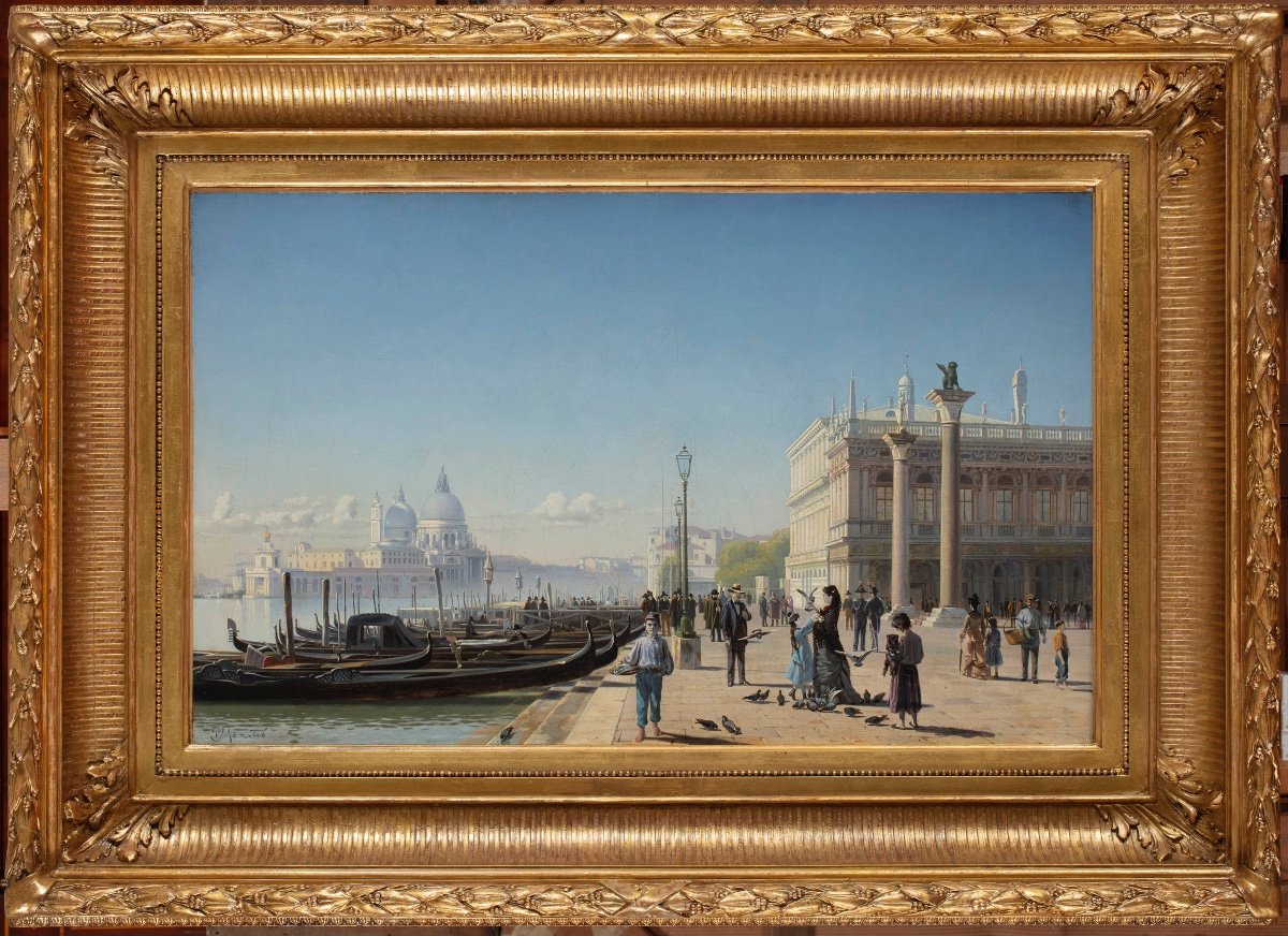 Dipinto di Peder Mork Monsted (Grenaa 1859 - Fredensborg 1941) raffigurante veduta di Venezia