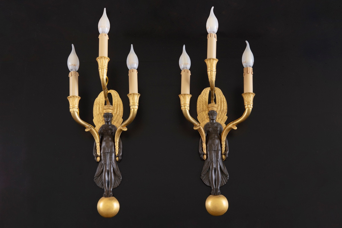 Coppia di appliques neoclassiche-photo-2