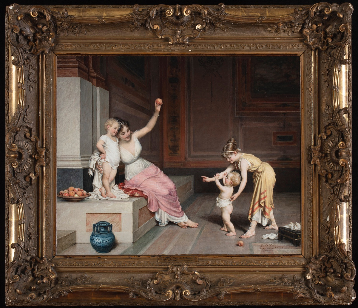 Dipinto di Egisto Sarri (Figline Valdarno 1837 – Firenze 1901) , “Primi Passi”