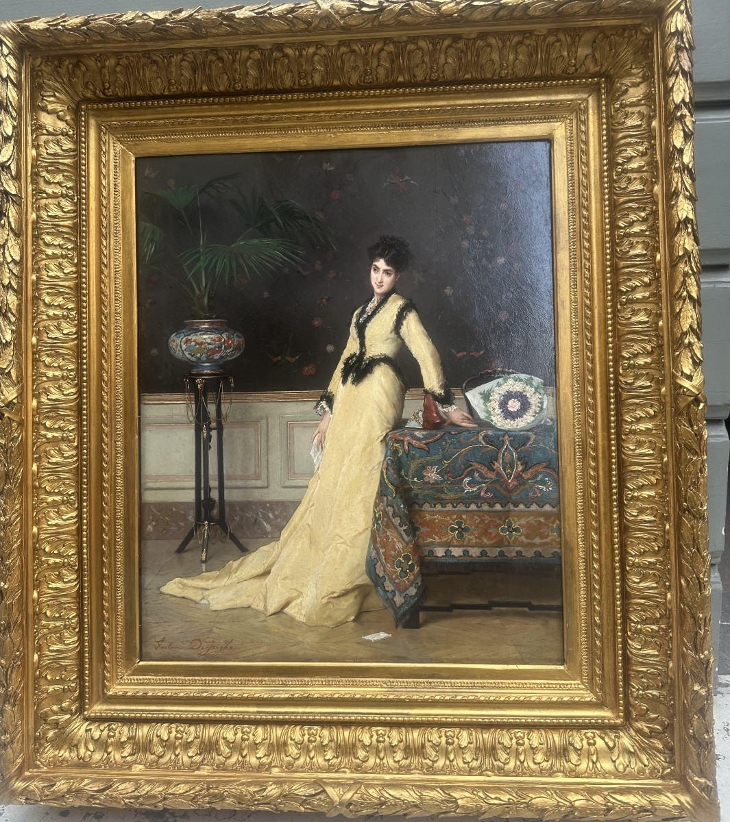 Dipinto di Gustave De Jonghe (Courtrai 1829 – Anversa 1893), "La lettera d’amore"-photo-2