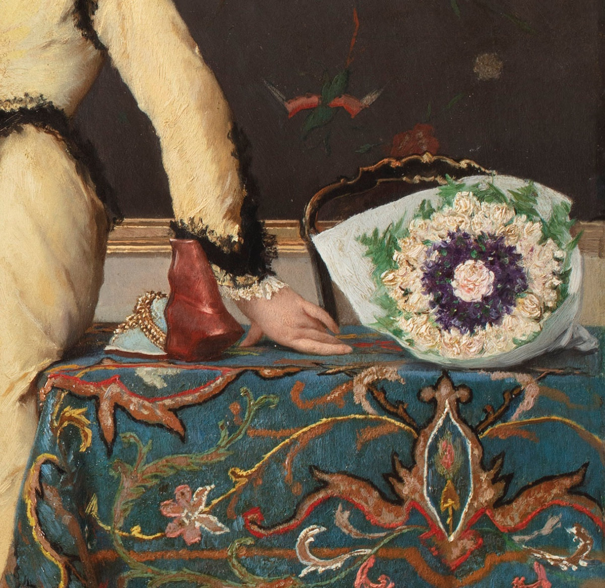 Dipinto di Gustave De Jonghe (Courtrai 1829 – Anversa 1893), "La lettera d’amore"-photo-1