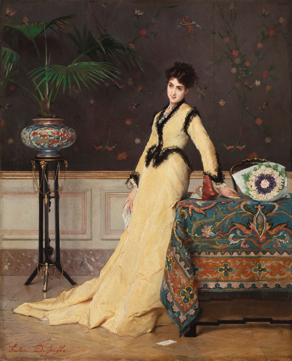 Dipinto di Gustave De Jonghe (Courtrai 1829 – Anversa 1893), "La lettera d’amore"