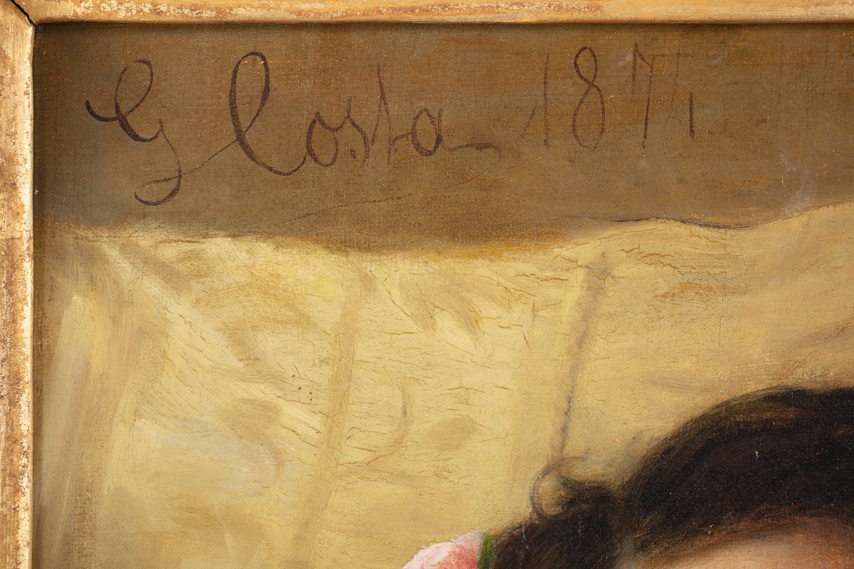 Dipinto di Giovanni Costa, "Ritratto femminile", olio su tela-photo-2
