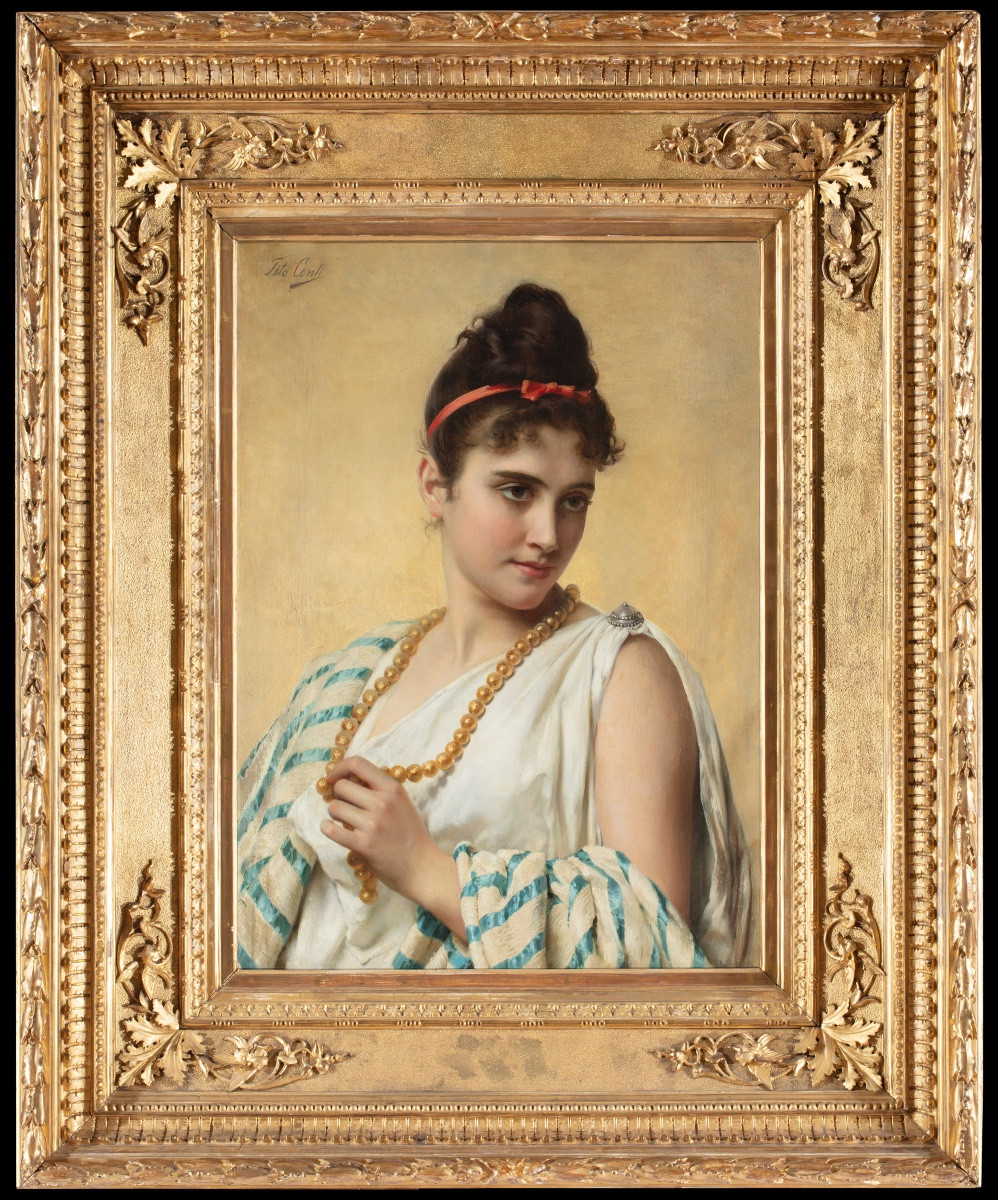 Tito Conti (Firenze 1842 - 1924), “La collana di perle”