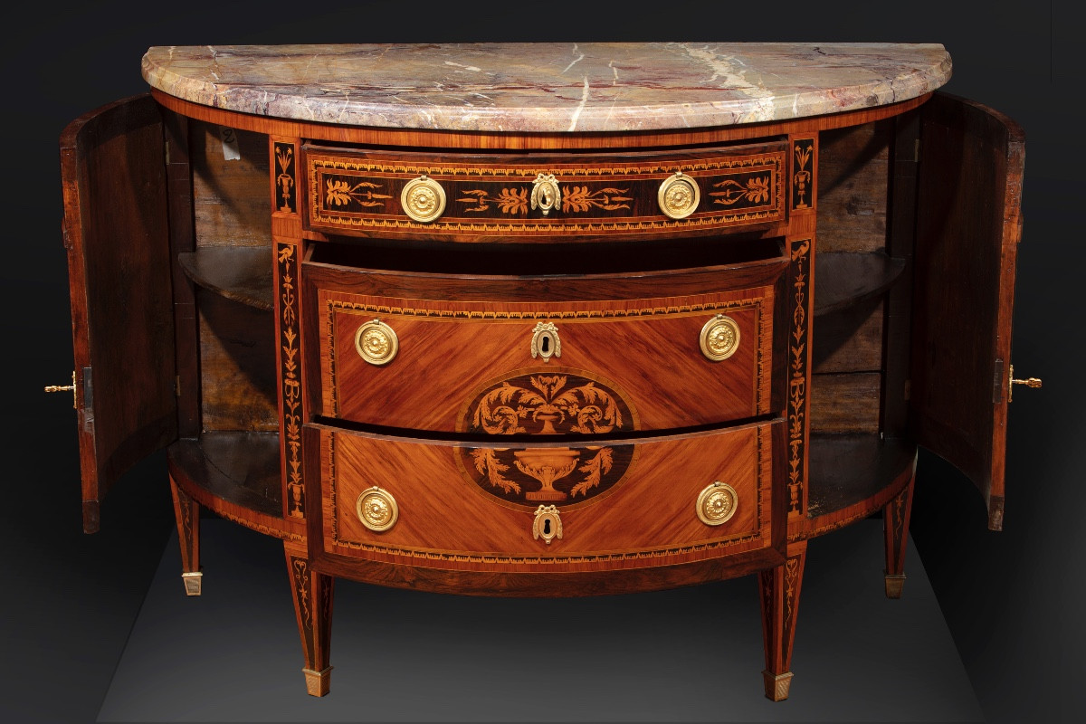 Coppia di commodes a demilune lombarde-photo-2
