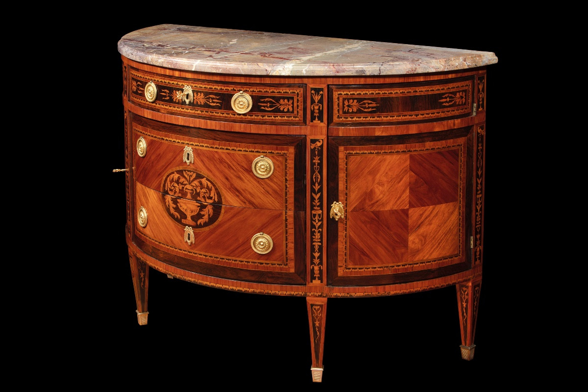 Coppia di commodes a demilune lombarde-photo-3