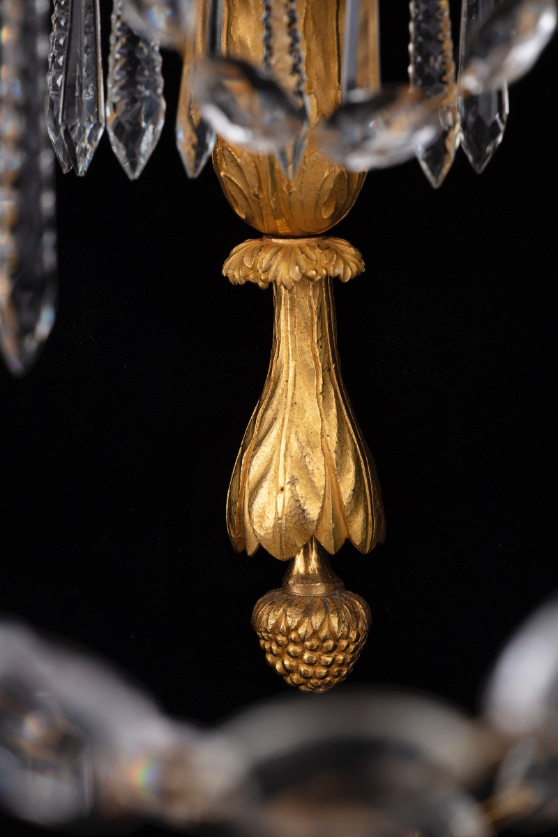 Coppia di importanti Appliques in bronzo dorato e cristallo, Francia, 1805 circa-photo-2