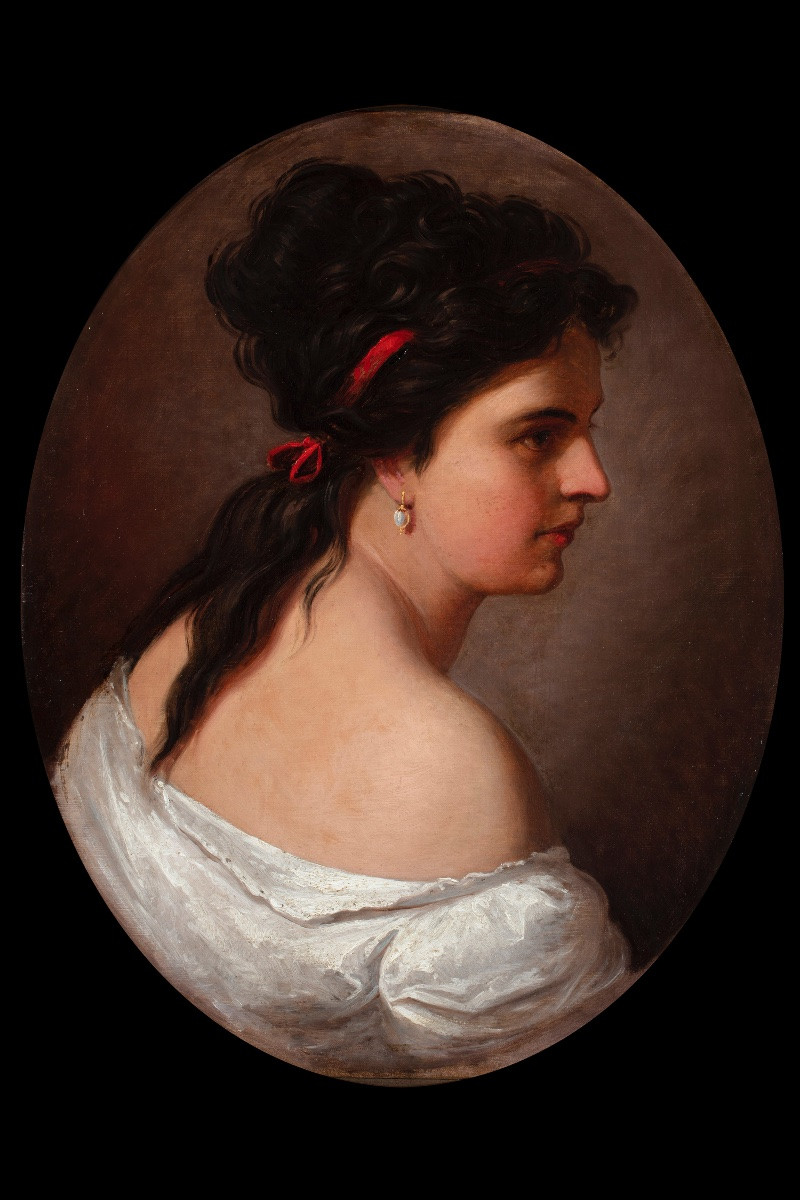 Scuola tedesca, “Profilo di fanciulla con nastro rosso”-photo-3