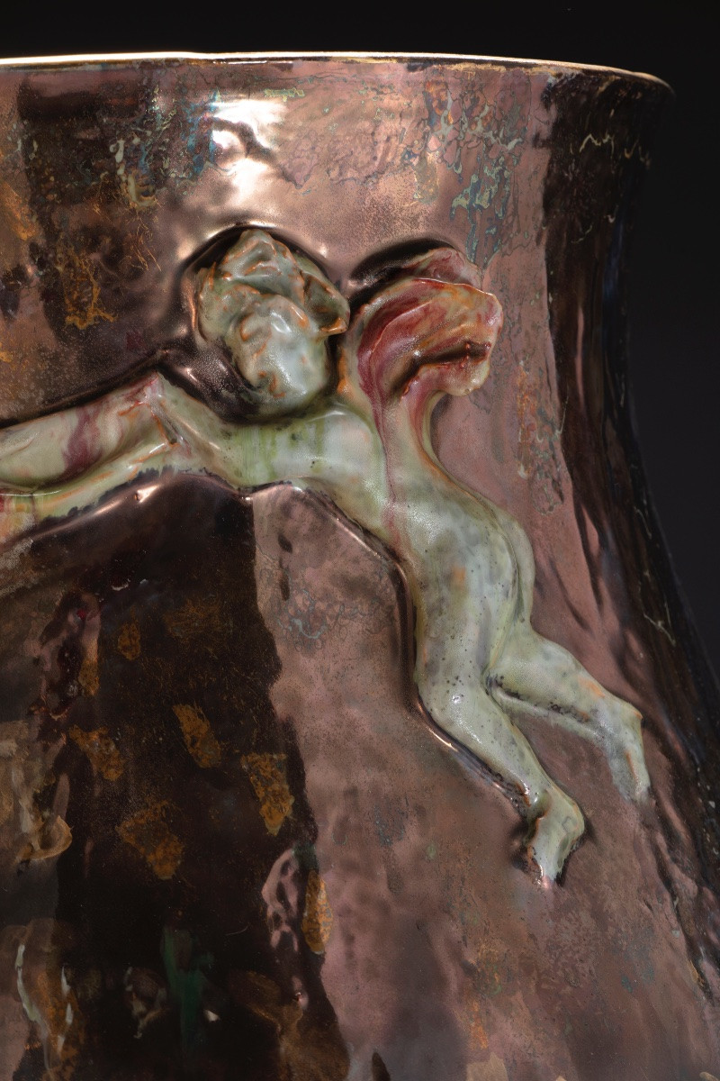 Vaso in ceramica decorato a lustro di Federico Quatrini, Anni '50-photo-2