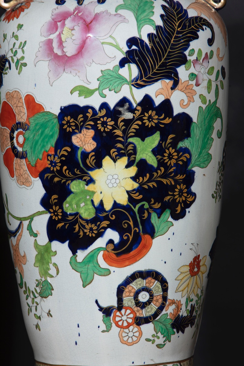 Coppia di grandi vasi Samson in porcellana policroma-photo-2