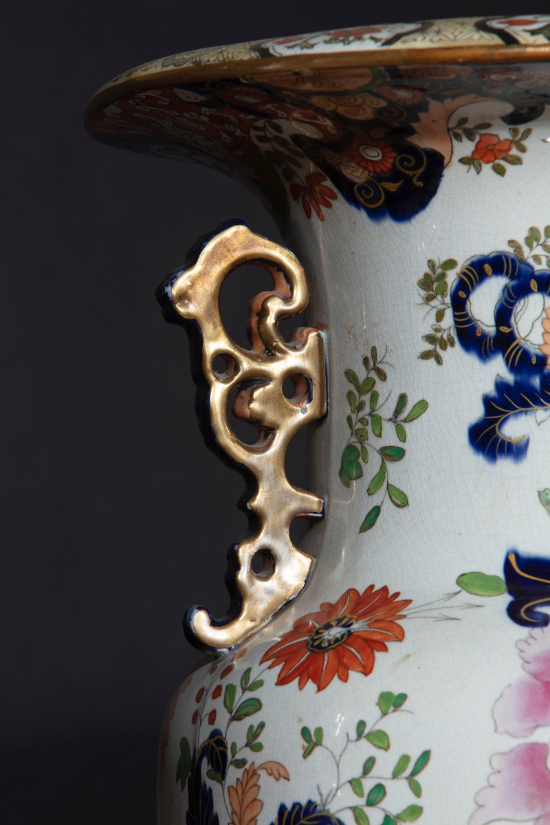 Coppia di grandi vasi Samson in porcellana policroma-photo-2