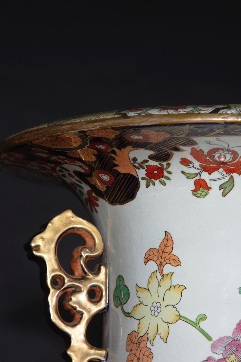 Coppia di grandi vasi Samson in porcellana policroma-photo-3