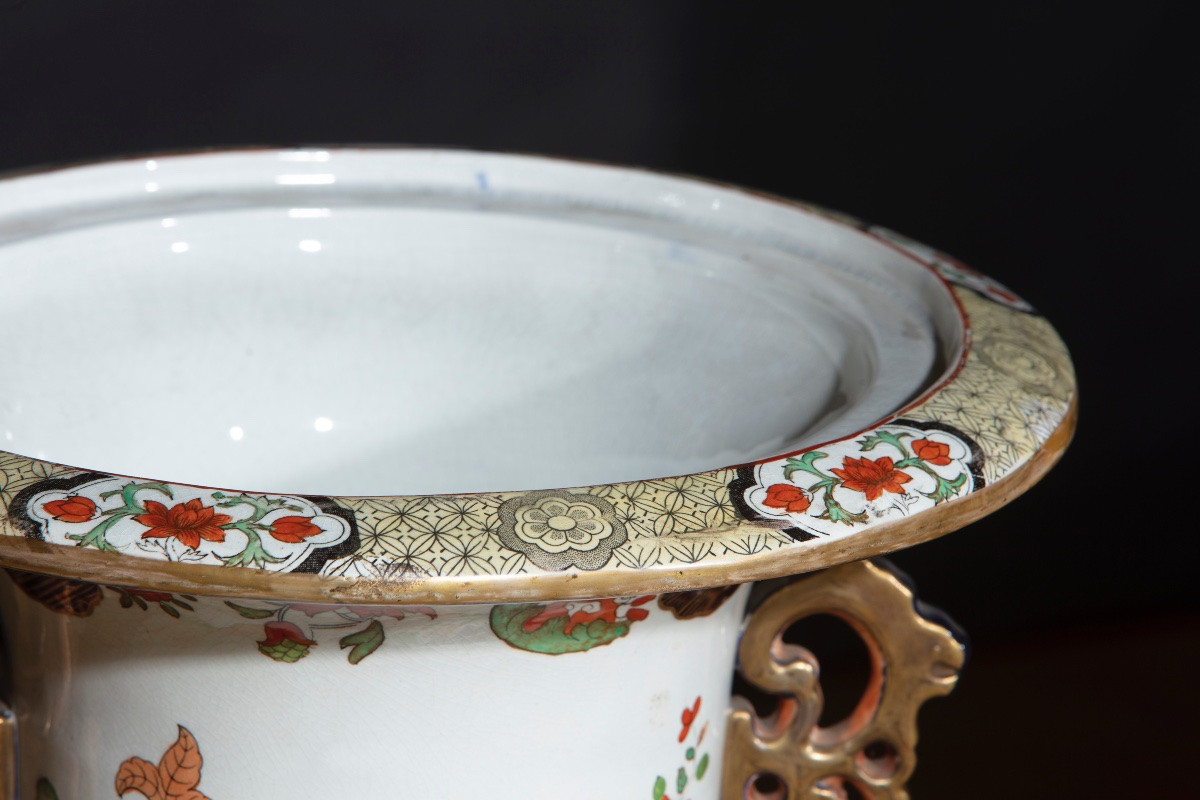 Coppia di grandi vasi Samson in porcellana policroma-photo-4