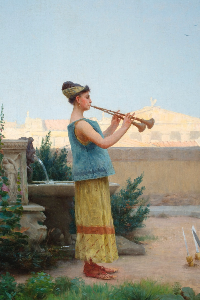 Dipinto di Giovanni Muzzioli (Modena 1854-1894), "La danza delle spade"-photo-2