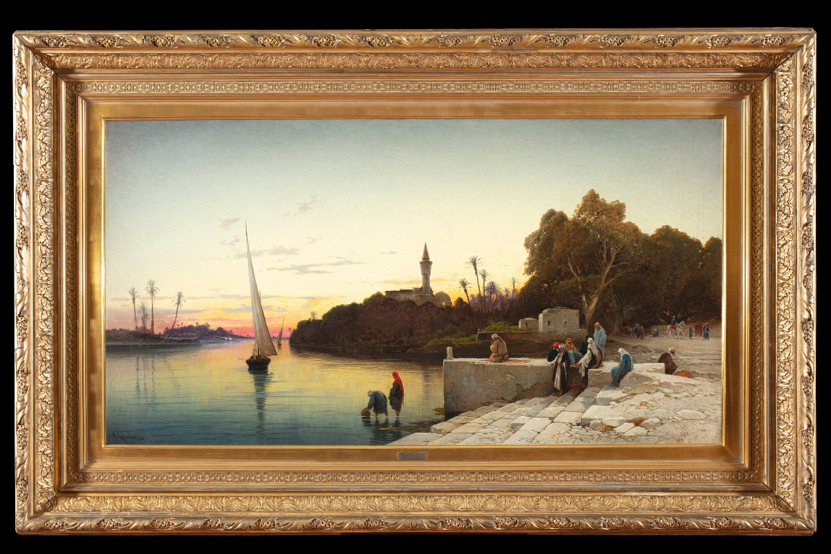 Hermann Corrodi (Roma 1844-1905), “Tramonto sul Nilo”
