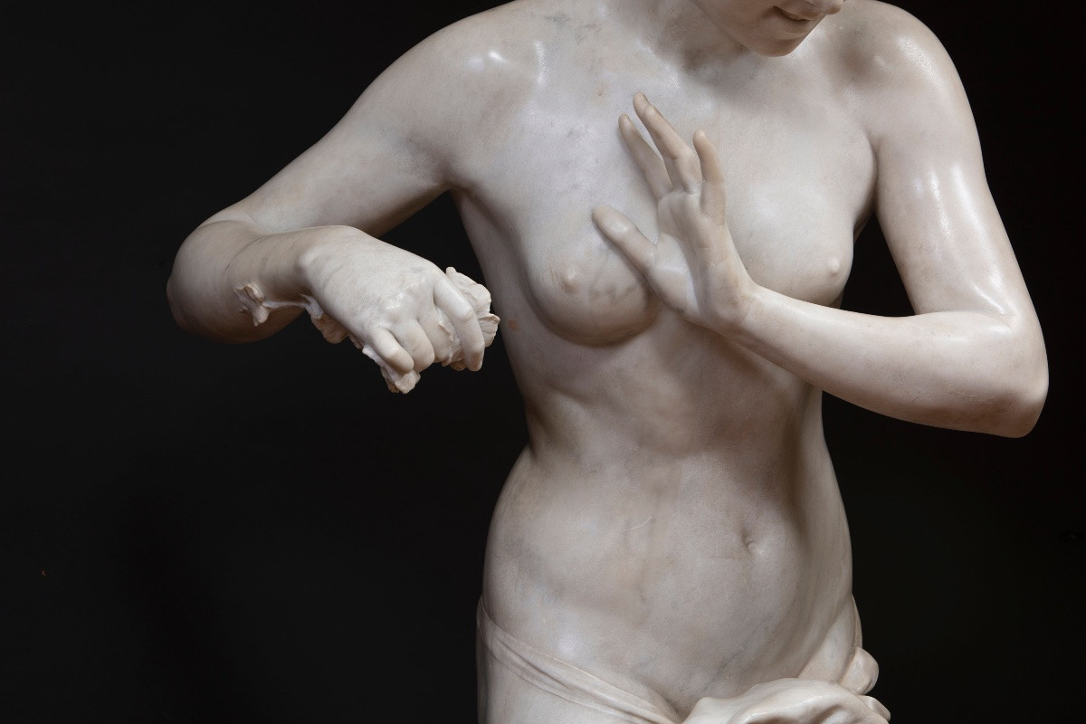 Scultura di Arnaldo Fazzi (1855-1944), “Fanciulla che gioca con le onde”-photo-1