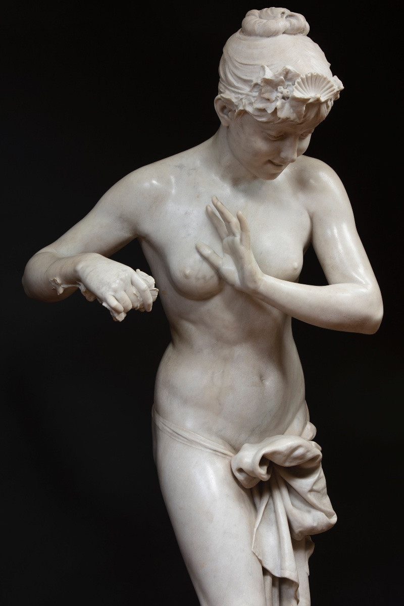 Scultura di Arnaldo Fazzi (1855-1944), “Fanciulla che gioca con le onde”-photo-2