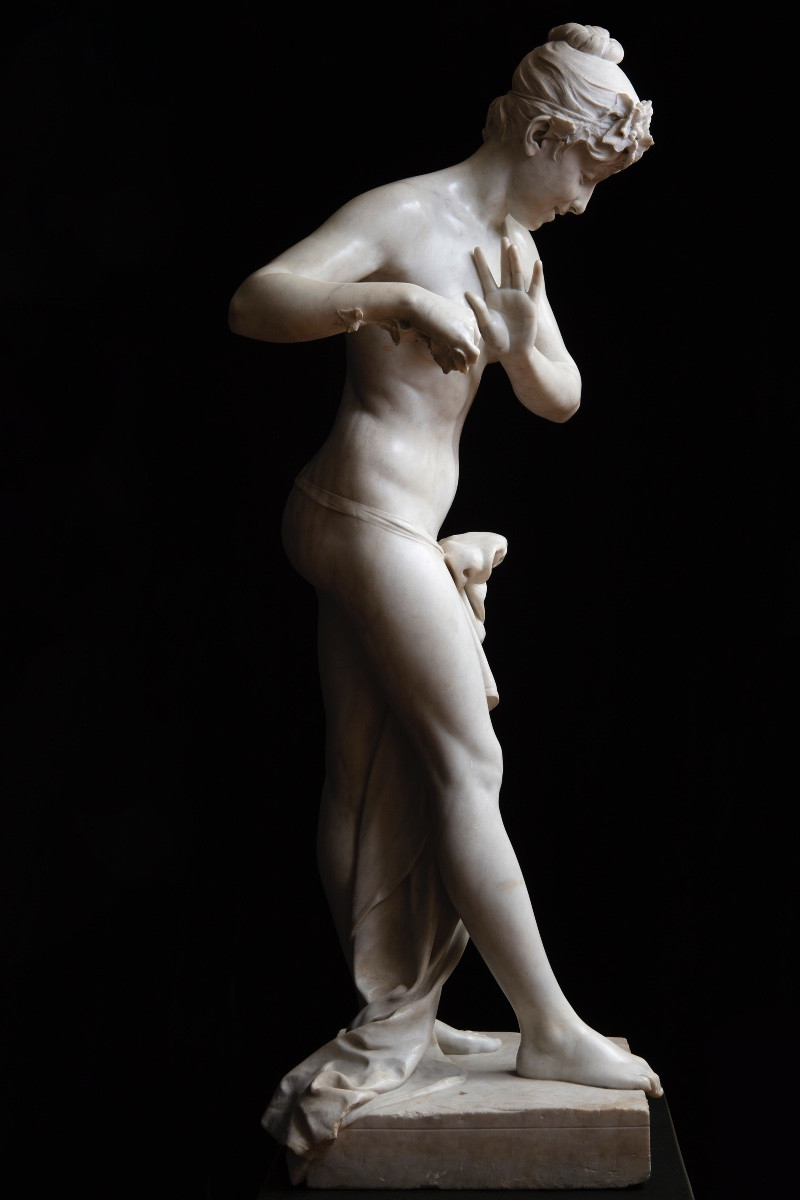 Scultura di Arnaldo Fazzi (1855-1944), “Fanciulla che gioca con le onde”-photo-5