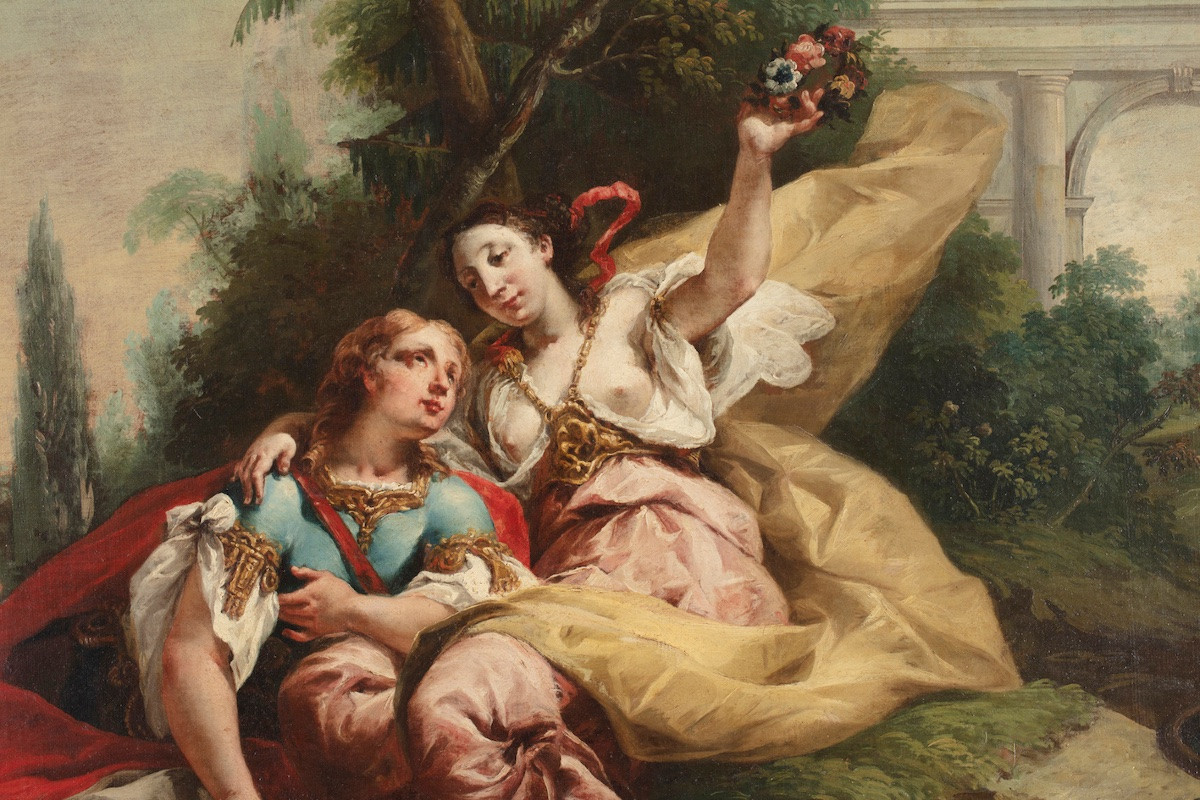 Scuola veneta, Coppia di dipinti olio su tela mistilinea, seconda metà del XVIII secolo. -photo-2