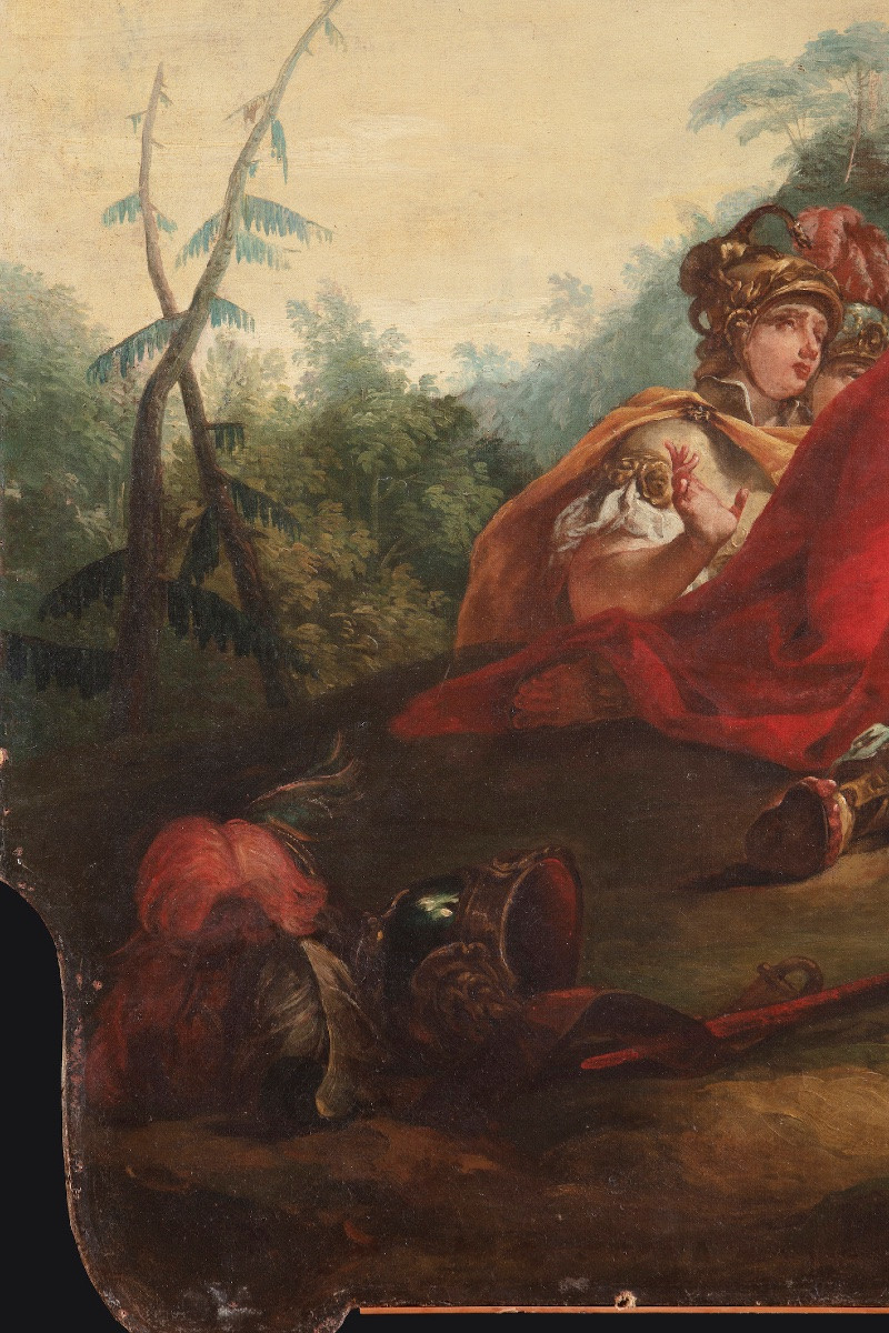 Scuola veneta, Coppia di dipinti olio su tela mistilinea, seconda metà del XVIII secolo. -photo-3