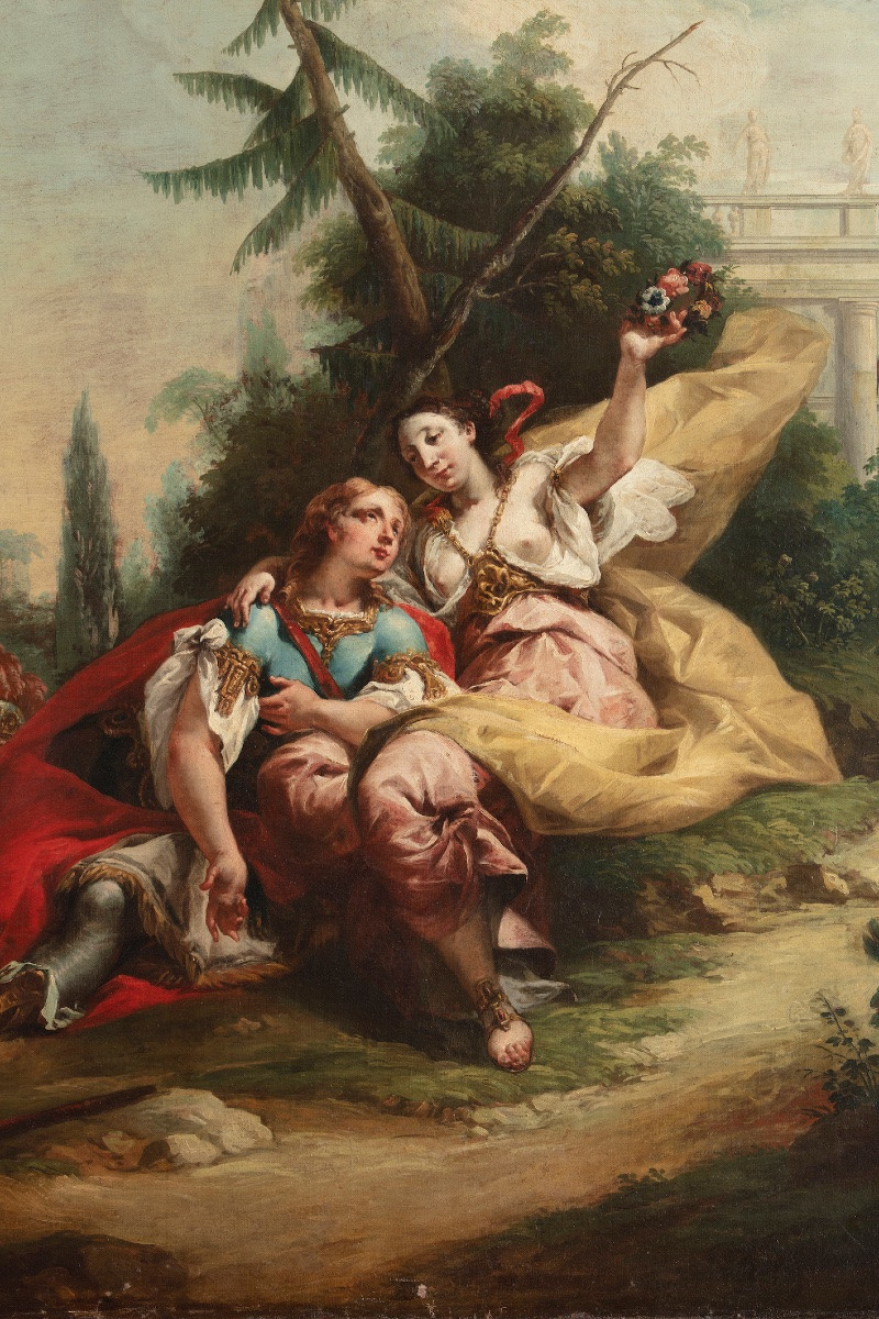 Scuola veneta, Coppia di dipinti olio su tela mistilinea, seconda metà del XVIII secolo. -photo-4