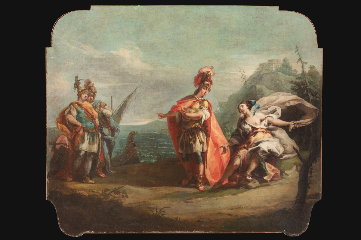 Scuola veneta, Coppia di dipinti olio su tela mistilinea, seconda metà del XVIII secolo. -photo-2