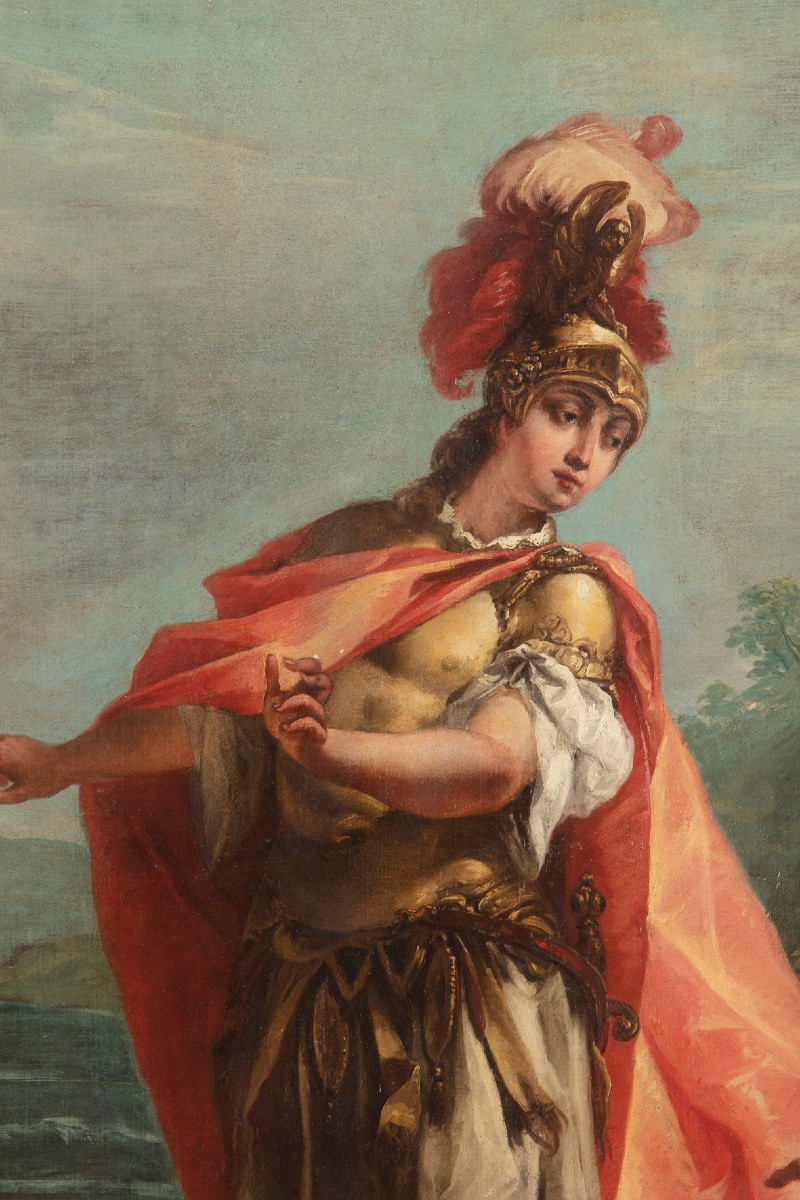 Scuola veneta, Coppia di dipinti olio su tela mistilinea, seconda metà del XVIII secolo. -photo-4