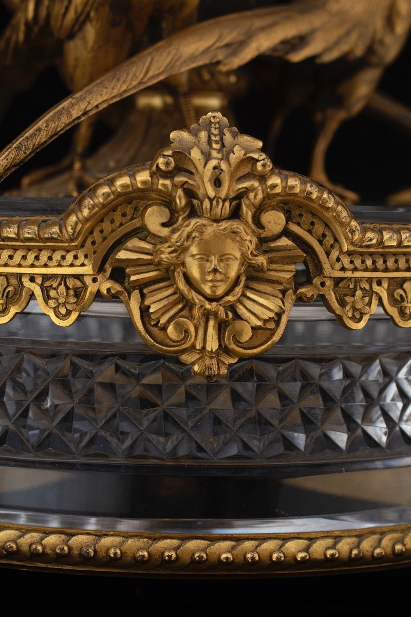 Centrotavola in cristallo e bronzo dorato e finemente cesellato, seconda metà del XIX secolo-photo-2