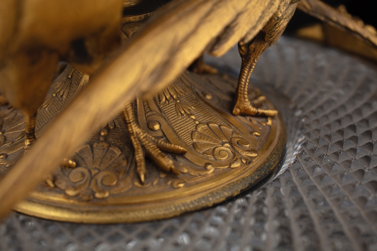 Centrotavola in cristallo e bronzo dorato e finemente cesellato, seconda metà del XIX secolo-photo-6