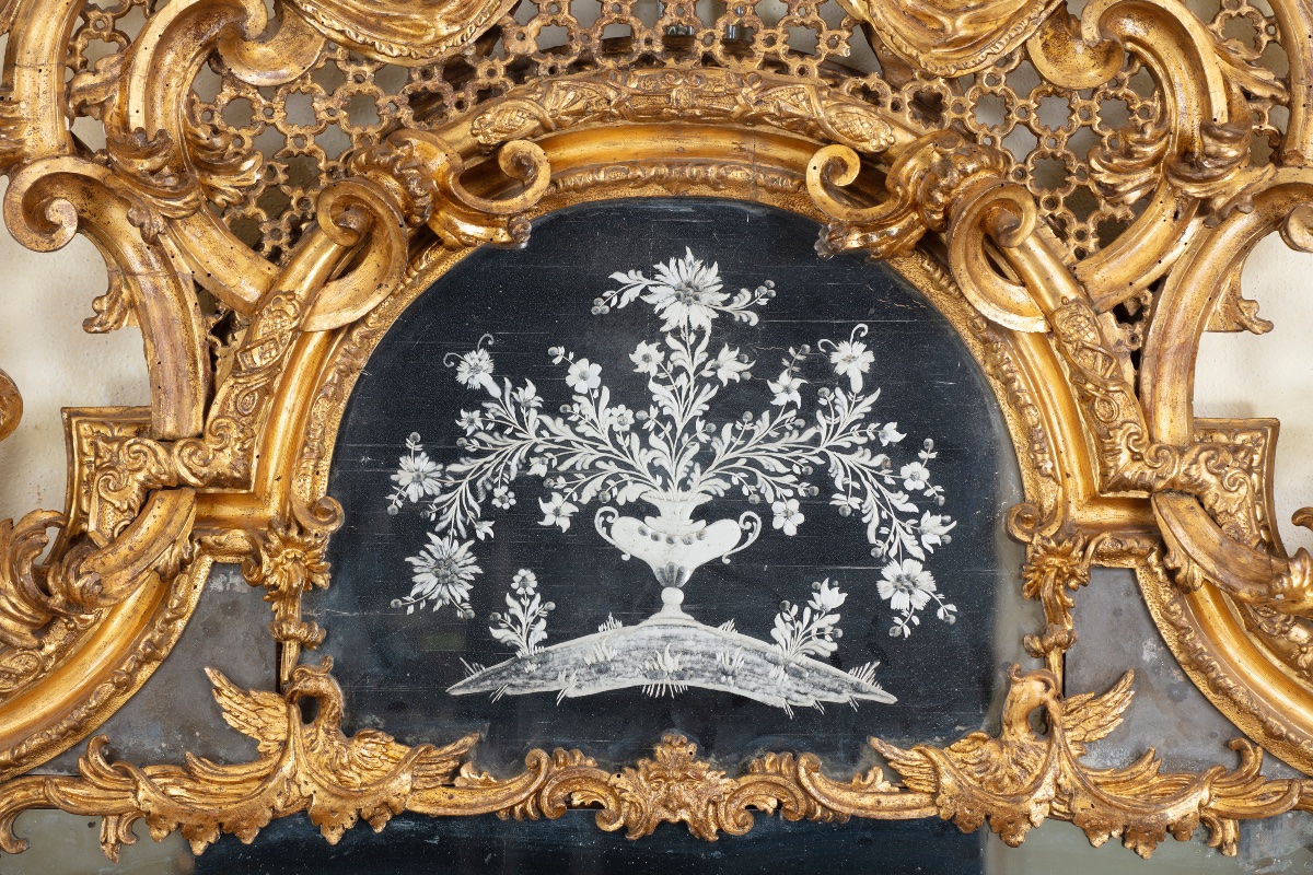 Grande specchiera intagliata con pavoni, 1745 circa-photo-2