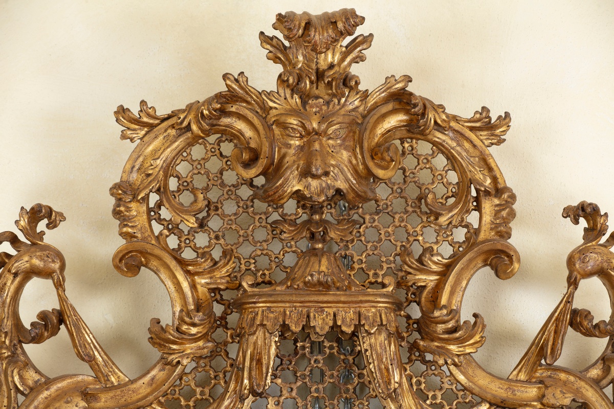 Grande specchiera intagliata con pavoni, 1745 circa-photo-3