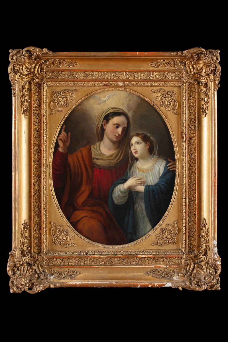 Dipinto religioso raffigurante “Vergine Maria in contemplazione“, Italia,  XIX secolo