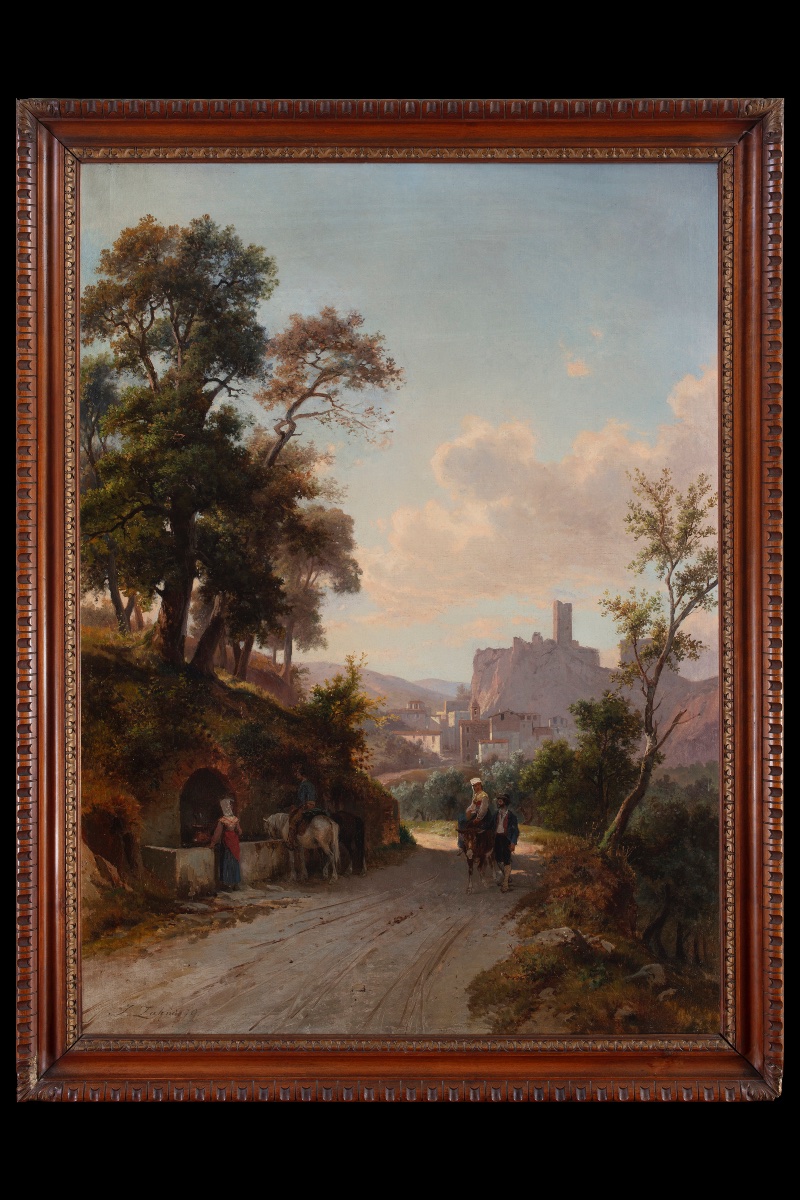 Dipinto di Johann Zahnd (1854-1934) raffigurante paesaggio, 1879