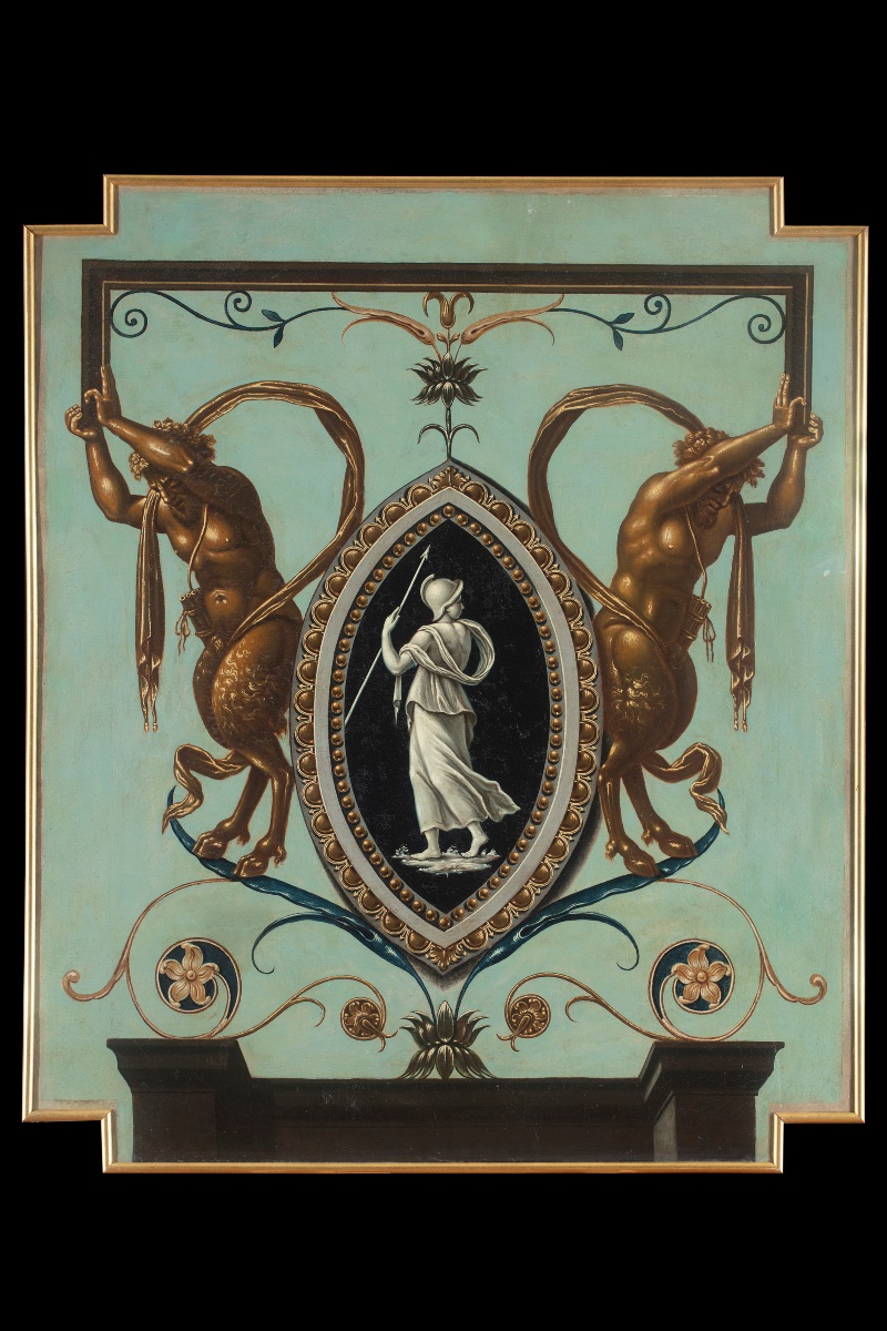 Quattro pannelli decorati da grottesche, Manifattura piemontese, prima metà XVII secolo-photo-3