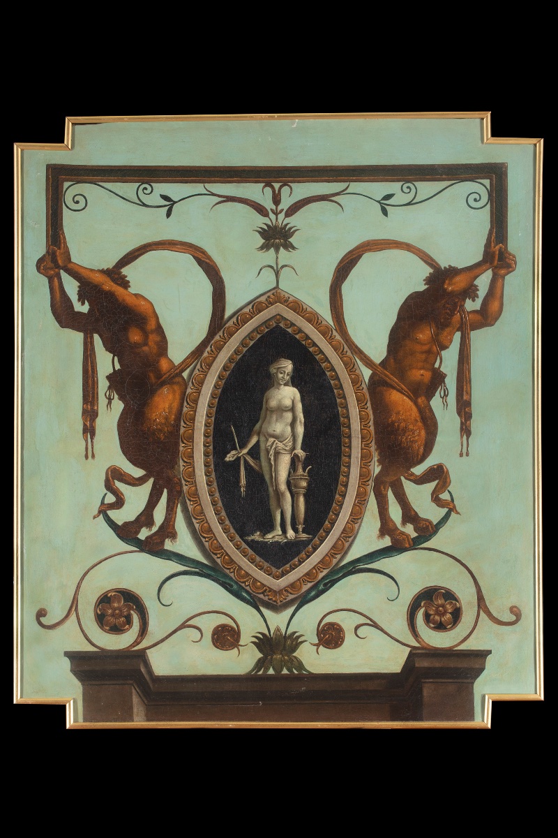 Quattro pannelli decorati da grottesche, Manifattura piemontese, prima metà XVII secolo
