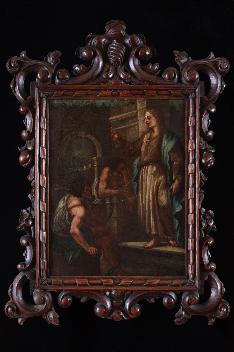 Cerchia di Greco Gennaro, ''La giustizia impartisce le pene, sullo sfondo mura fortificate''