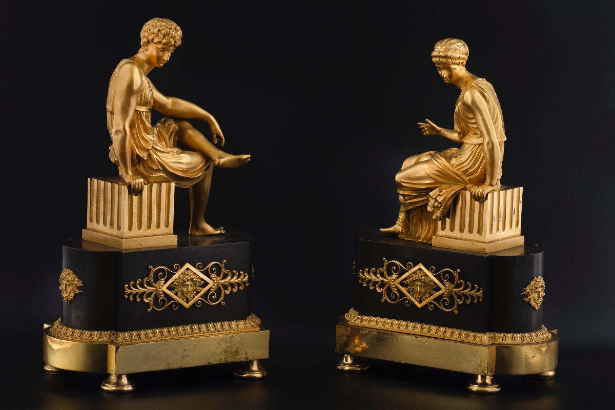 Due figure in bronzo di epoca Impero-photo-2